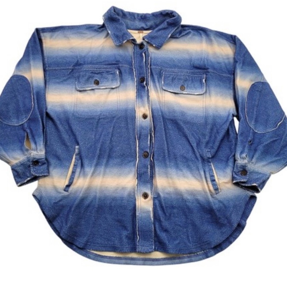 Free People Ruby Ombré Shacket Jacket | Sky Blue | XL - Picture 2 of 4